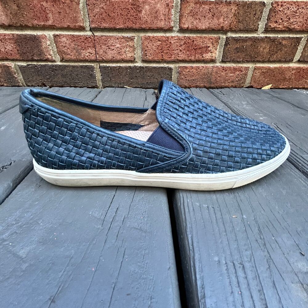 J/Slides Calina Navy Woven Leather Slip-On Sneakers Size 8 - Picture 4 of 7